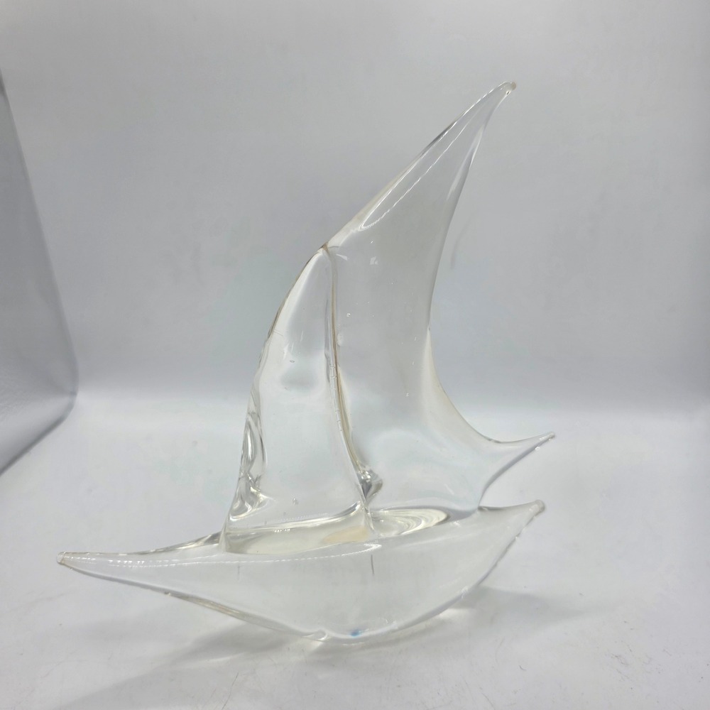 Vintage Cristal d'Arques JG Durand France Crystal Sailboat Figurine Sculpture
